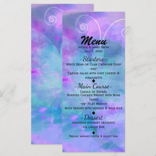 Pastel Waterverf Vlinder Party Invitation Menu (Voorkant / Achterkant)