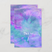 Pastel Waterverf Vlinder Tafelnummer Kaart (Voorkant / Achterkant)