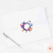Pastel Waterverf Vlinders Rond een Ring Ronde Sticker (Envelop)