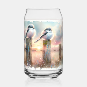 Pastel Waterverf Vogels Omheiningspost Zonsonderga Blikvorm Glas