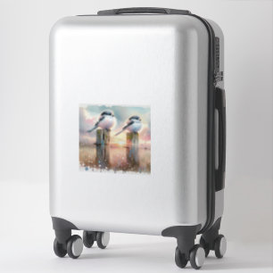 Pastel Waterverf Vogels Omheiningspost Zonsonderga Sticker