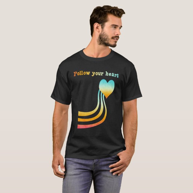Pastel Waterverf volg je hart T-shirt (Voorkant volledig)