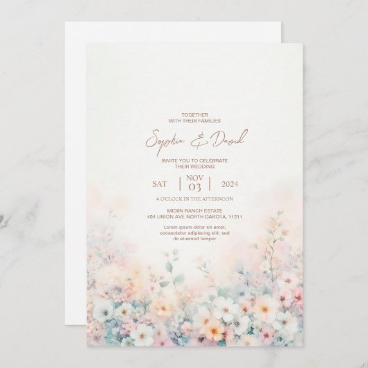 Pastel Waterverf Weddenschap Kaart (Voorkant / Achterkant)