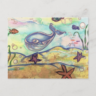 Pastel Waterverf Whale Briefkaart
