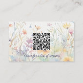 Pastel Waterverf Wildbloemen met QR Code Visitekaartje (Achterkant)