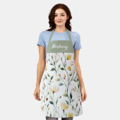 Pastel Waterverf Wilde Bloem Monogramnaam Schort (Gedragen)