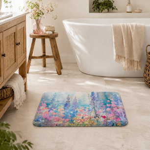 Pastel Waterverf Wilde Bloemenwei Badmat
