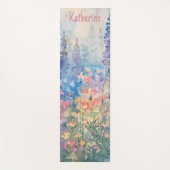 Pastel Waterverf Wilde Bloemenwei Naam Yogamat (Voorkant)