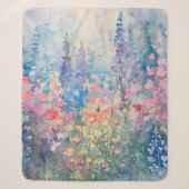 Pastel Waterverf Wilde Bloemenwei Sherpa Deken (Voorkant)