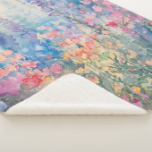 Pastel Waterverf Wilde Bloemenwei Sherpa Deken (3/4)