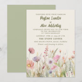 Pastel Waterverf Wildflower Bruiloft Kaart (Voorkant / Achterkant)