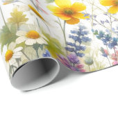 Pastel Waterverf Wildflower Floral Wrapping Paper Cadeaupapier (Rol Hoek)