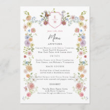 Pastel Waterverf Wildflower Wedding Menu