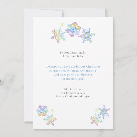 Pastel Waterverf Winter Sneeuwvlok Foto Kerstmis (Achterkant)