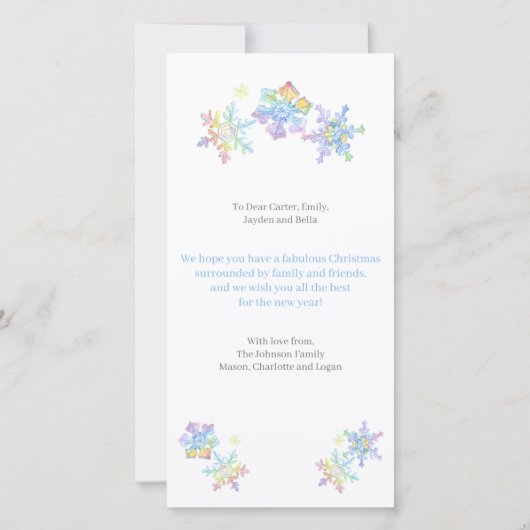 Pastel Waterverf Winter Sneeuwvlok Foto Kerstmis (Achterkant)