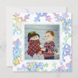 Pastel Waterverf Winter Sneeuwvlok Foto Kerstmis