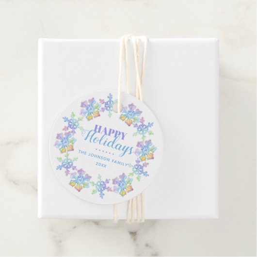 Pastel Waterverf Winter Sneeuwvlokken | FEESTDAGEN Bedankjes Labels (In situ)