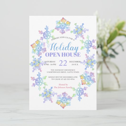 Pastel Waterverf Winter Sneeuwvlokken | FEESTDAGEN Kaart (Staand voorkant)