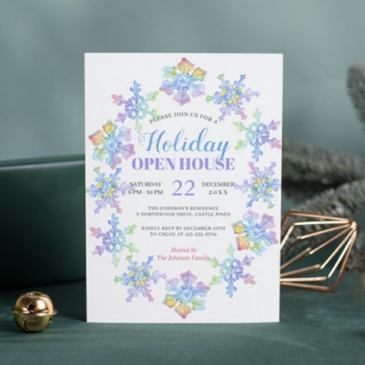 Pastel Waterverf Winter Sneeuwvlokken | FEESTDAGEN Kaart