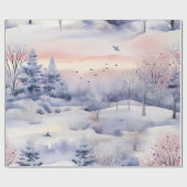 Pastel Waterverf winterbos Patroon Cadeaupapier (Vlak)