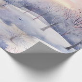 Pastel Waterverf winterbos Patroon Cadeaupapier (Hoek)