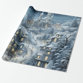 Pastel Waterverf winterbos Patroon Cadeaupapier