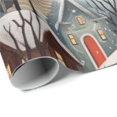 Pastel Waterverf winterbos Patroon Cadeaupapier (Rol Hoek)