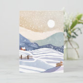 Pastel Waterverf Winterheuvels Feestdagenkaart (Staand voorkant)