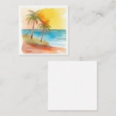 Pastel Waterverf Yellow Tropical Palm Tree Notitiekaartje (Voorkant / Achterkant)