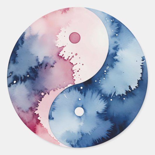 Pastel Waterverf Yin Yang Circle Sticker (Voorkant)