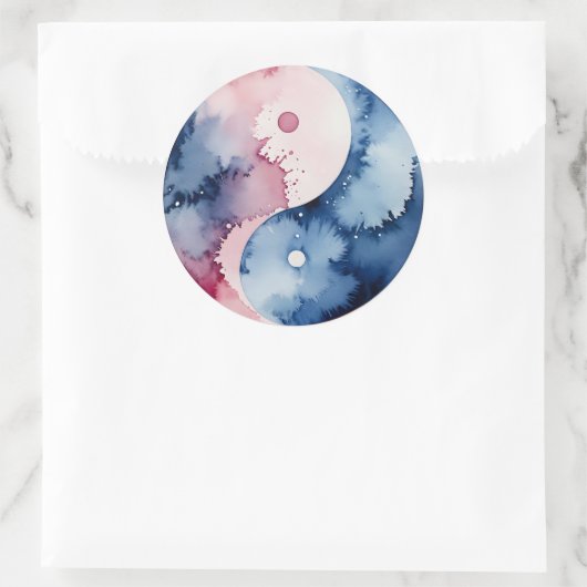Pastel Waterverf Yin Yang Circle Sticker (Tas)