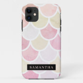 Pastel Waterverf Zeemeermin schaalpatroon met naam Case-Mate iPhone Case (Achterkant)
