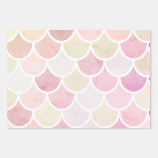 Pastel Waterverf Zeemeermin schaalpatroon met naam Inpakpapier Vel (Voorkant 2)