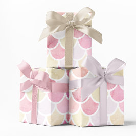 Pastel Waterverf Zeemeermin schaalpatroon met naam Inpakpapier Vel