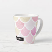 Pastel Waterverf Zeemeermin schaalpatroon met naam Latte Mok (Rechterhoek)