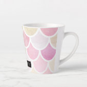 Pastel Waterverf Zeemeermin schaalpatroon met naam Latte Mok (Rechts)
