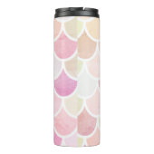 Pastel Waterverf Zeemeermin schaalpatroon met naam Thermosbeker (Achterkant)