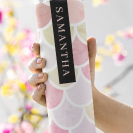 Pastel Waterverf Zeemeermin schaalpatroon met naam Thermosbeker