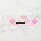 Pastel Waterverf Zeemeermin schaalpatroon met naam Waterfles Etiket (Enkel label)