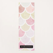 Pastel Waterverf Zeemeermin schaalpatroon met naam Yogamat (Voorkant)