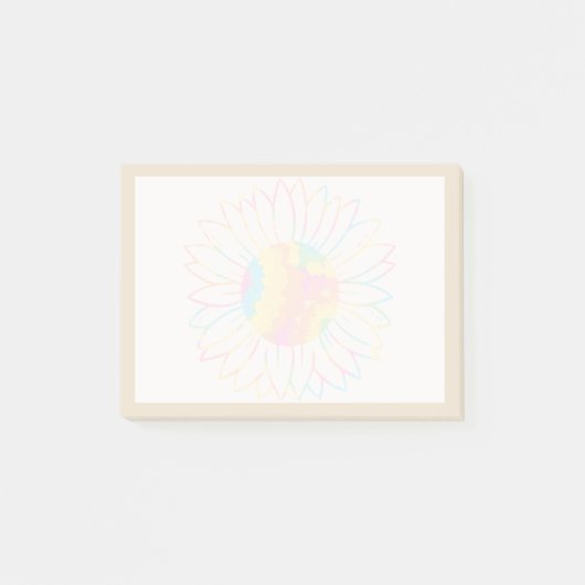 Pastel Waterverf Zonnebloem Ontwerp Post-it® Notes (Voorkant)