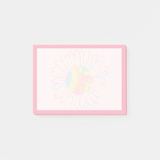Pastel Waterverf Zonnebloem Ontwerp Post-it® Notes (Voorkant)