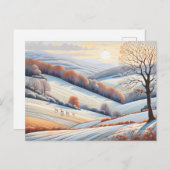 Pastel Waterverf Zonnig winterlandschap Briefkaart (Voorkant / Achterkant)