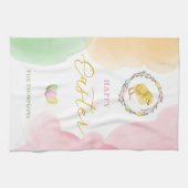 Pastel Waterverfspatten En Kuiken Gelukkig Pasen Theedoek (Horizontaal)