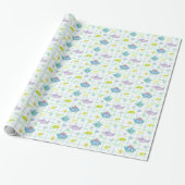 Pastel Waterverfteepotten Bloemen Cadeaupapier (Uitgerold)