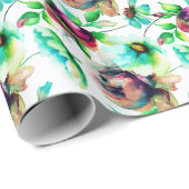 Pastel Waterverven Abstracte bloemen Cadeaupapier (Rol Hoek)