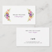 Pastel waterverven bloemboeket lijst visitekaartje (Voorkant / Achterkant)