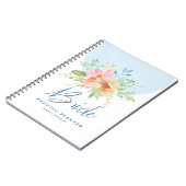 Pastel waterverven bloemen Bride typografie Notitieboek (Linkerzijde)