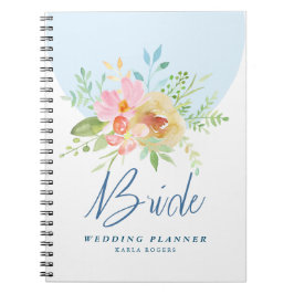 Pastel waterverven bloemen Bride typografie Notitieboek