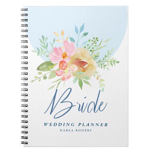 Pastel waterverven bloemen Bride typografie Notitieboek (Voorkant)